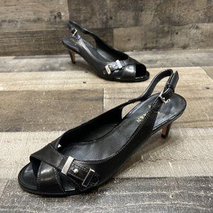Cole Haan NikeAir Womens Black Leather Slingback Heels Size 7 B